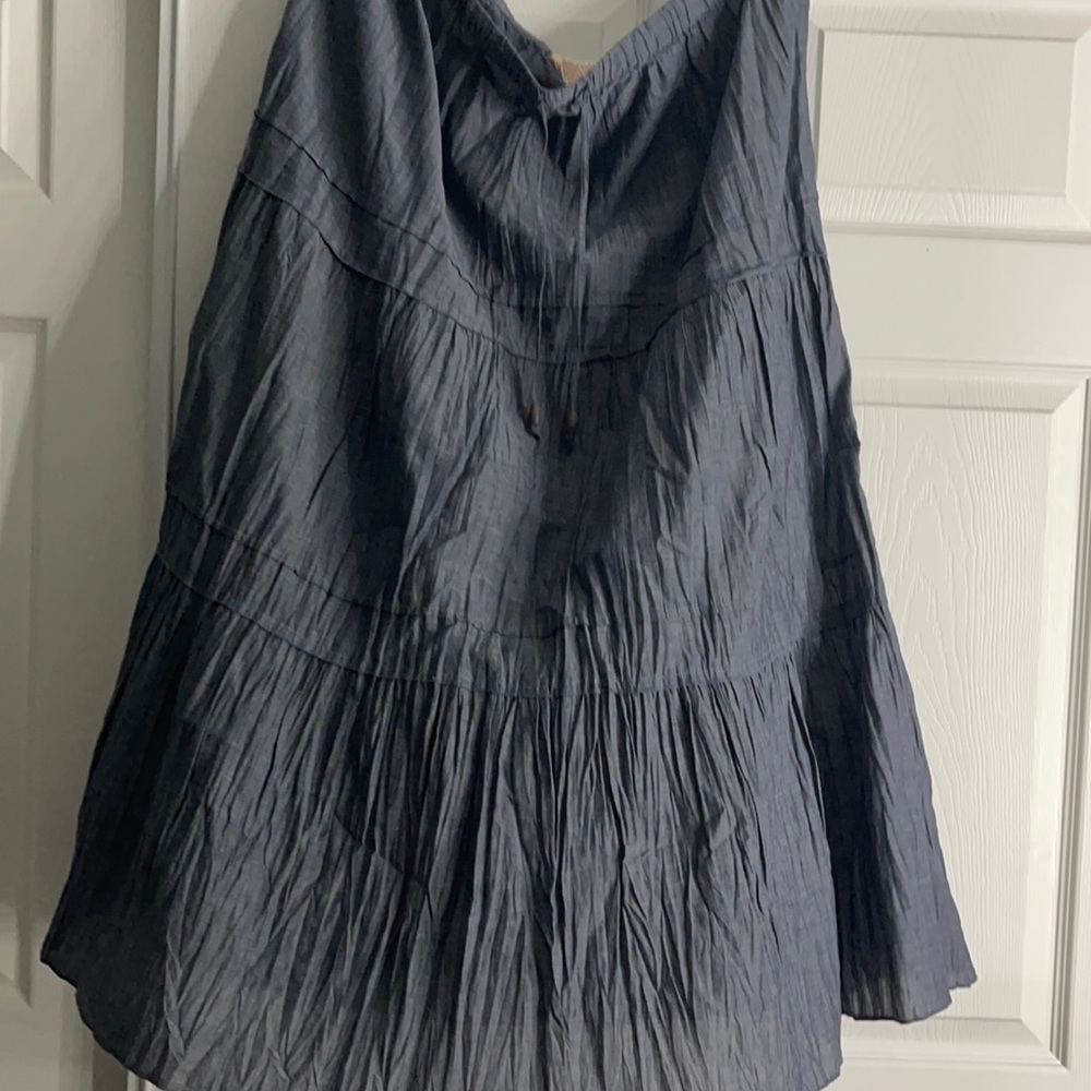 blue ruffled skirt